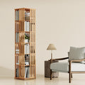 YOWOS Rotating Bookshelf Tower, 360° Display Spinning Bookcase, Bamboo by YOWOS