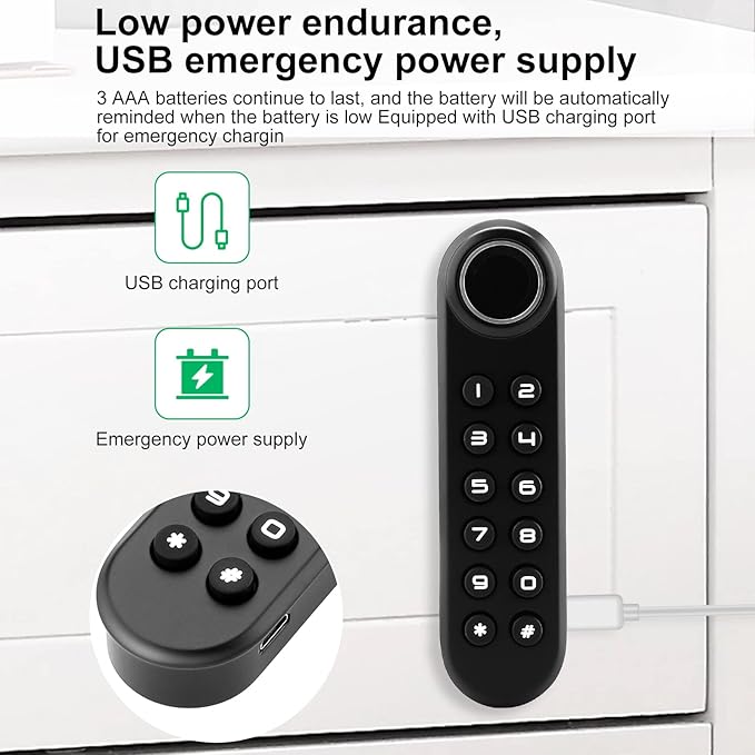 Fingerprint Cabinet Lock, Smart Electronic Cabinet Locks, Combination Password - Image 4