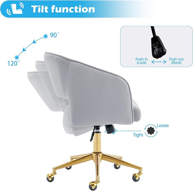 Home Office Chair Swivel Velvet Desk Chair Accent Armchair Upholstered Modern - Image 5
