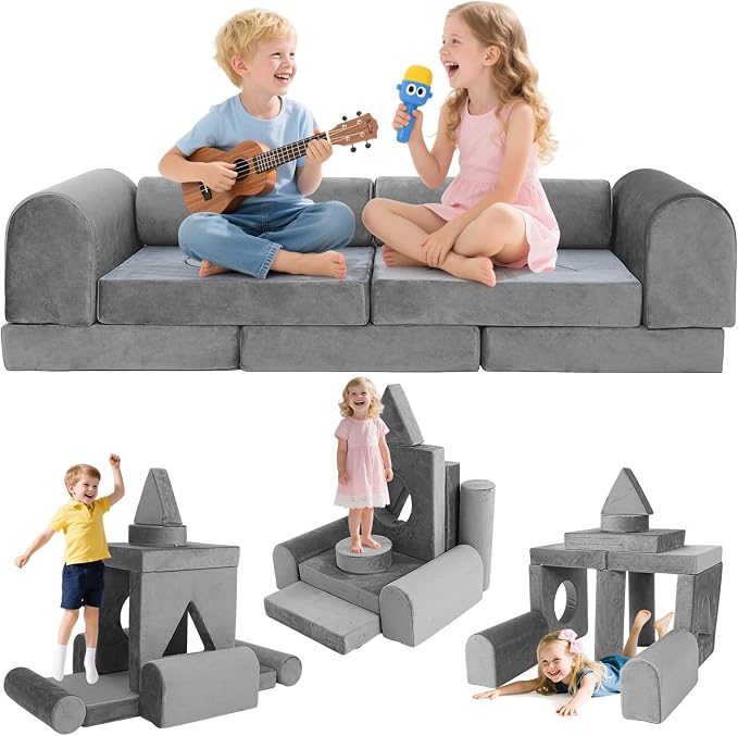 Modular Kids Play Sofa Multifunctional Kids Sofa Convertible Foam Floor Mat by FURNAWAY