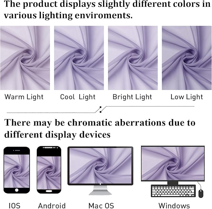 Lecloud Light Filtering Lavender Sheer Curtains 63 Inch Length 2 Panels - Image 7