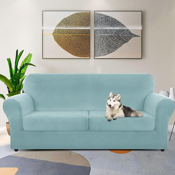 ZNSAYOTX Oversized Velvet 3 Piece Couch Cover - Image 2