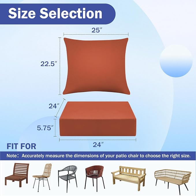 IASEAHK Outdoor Seat Cushion Set, Waterproof & Fade Resistant Patio Chair - Image 2