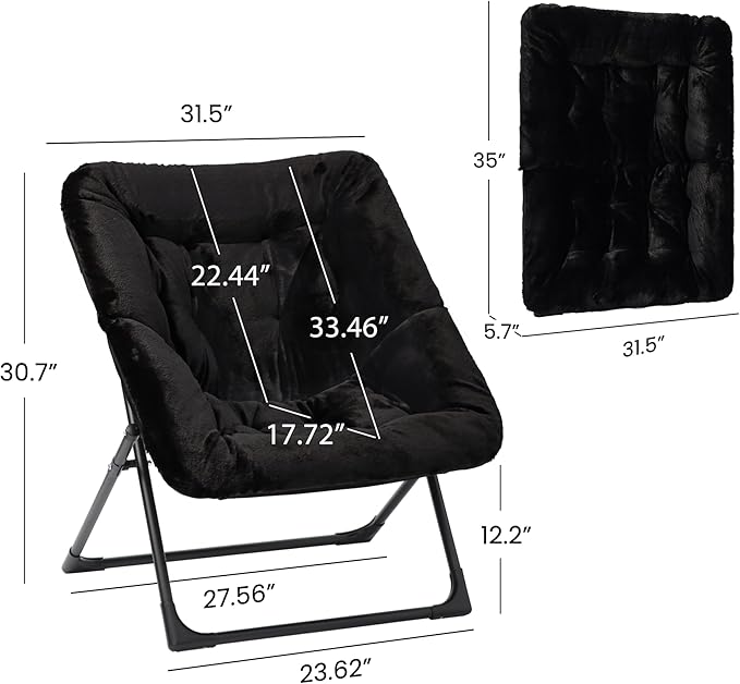 Comfy Saucer Chair for Adults, Soft Faux Fur Bedroom Chair, Accent Dorm Chairs - Image 3