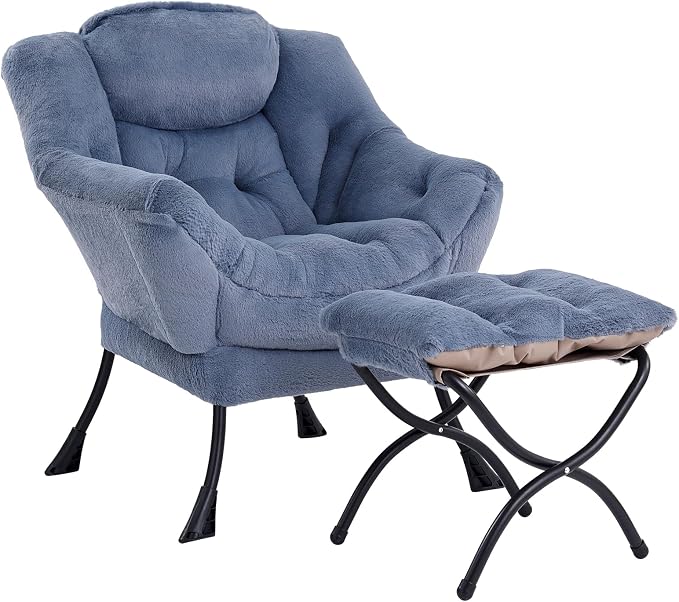 Lazy Chair with Ottoman, Modern Accent Chair Contemporary Lounge Leisure Sofa by SESHINELL