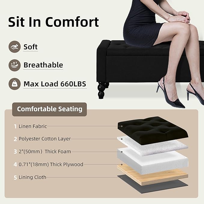 50" W Storage Ottoman Bench - Image 5