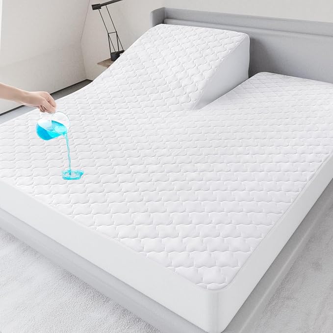 Split Top King Mattress Pad Waterproof Protector, Quilted Mattress Cover Fitted by LoveHome%C2%B7LoveLife
