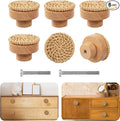ANPHSIN Boho Rattan Cabinet Dresser Knobs- Durable Beech Wood Drawer Knobs by ANPHSIN