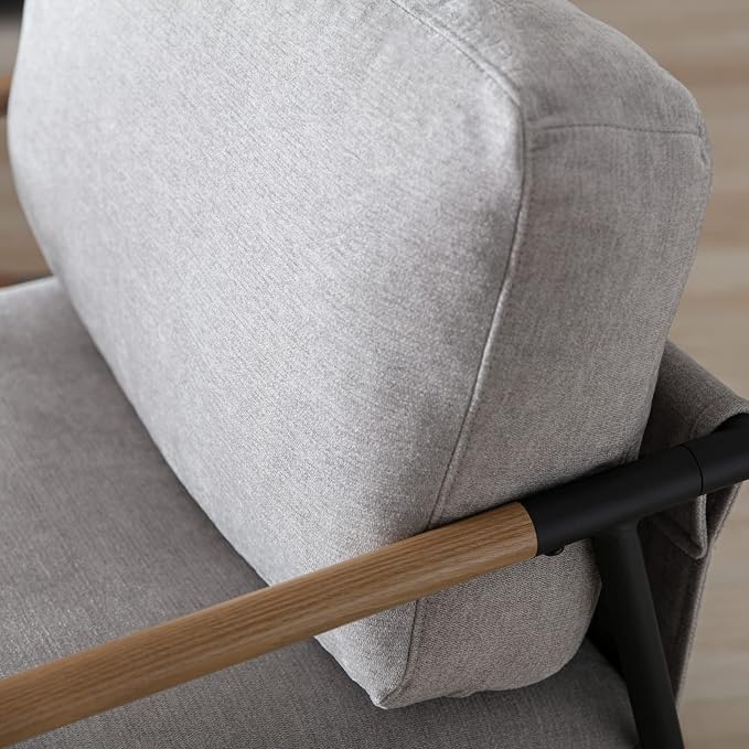 Ya-Home Mid-Century Accent Chair, Soft Armchair Chenille Fabric Lounge Chair - Image 3