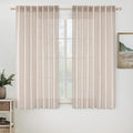 MIULEE Natural White Linen Curtains 64 Inch Length 2 Panels by MIULEE