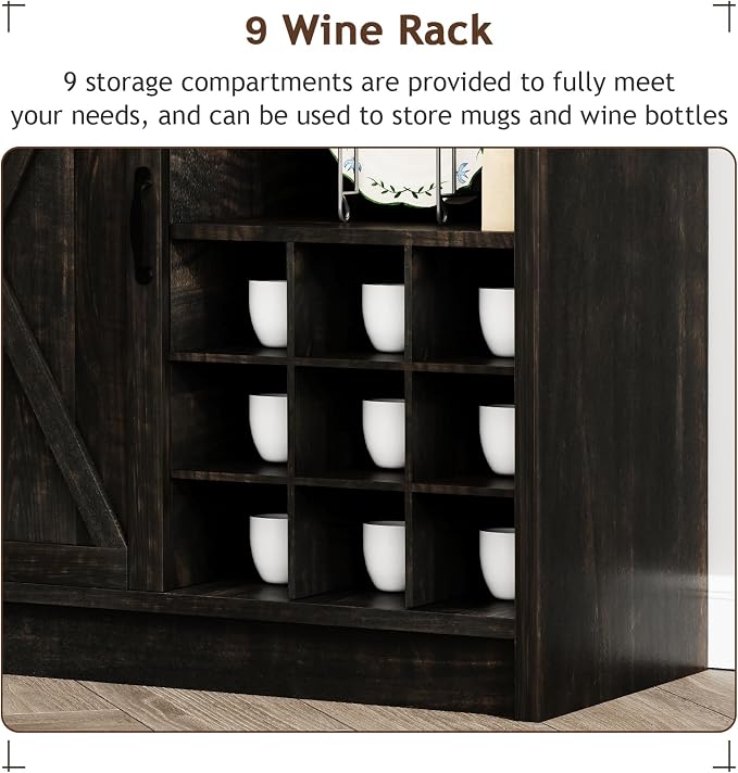 4ever2buy Farmhouse Coffee Bar Cabinet - Image 5