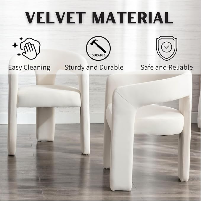 RIVOVA Modern Barrel Dining Chairs Set of 8, Velvet Upholstered Accent Side - Image 3