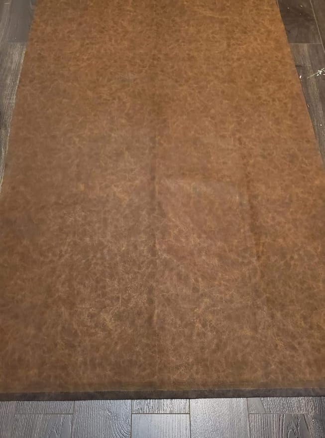 NAT Leathers | Brown Distressed 2 Tone Oily Faux Vegan Leather PU | 1 Yard 36 - Image 6