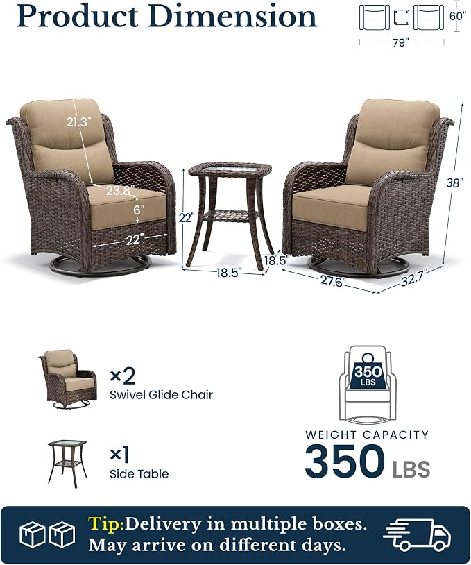 HILLGA 3-Piece Luxury Patio Furniture Set - Image 2