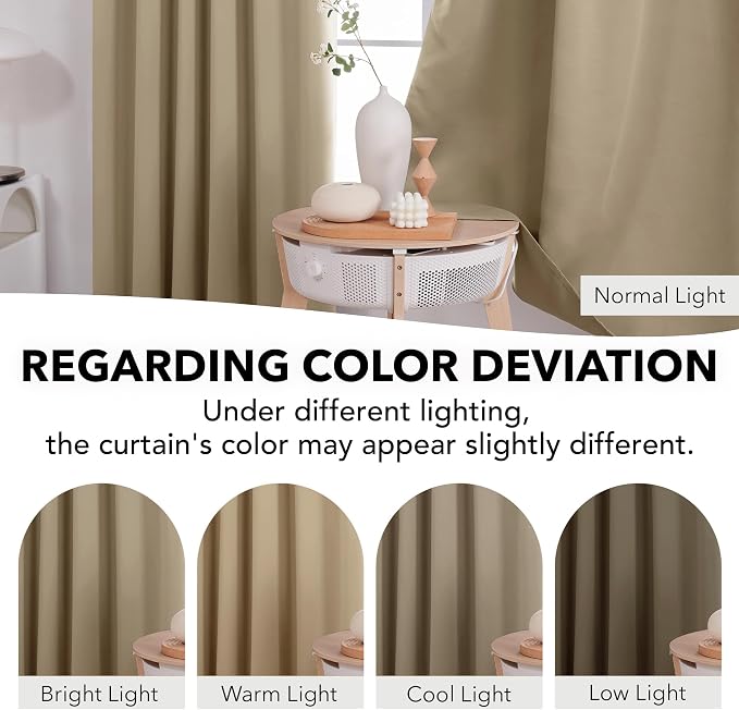 Deconovo Blackout Curtains, Thermal Insulated, W52 x L84 2 Panels, Back Tab - Image 6