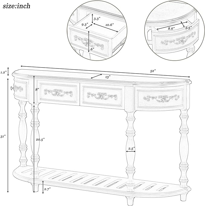LUMISOL Half Moon Console Table - Image 2