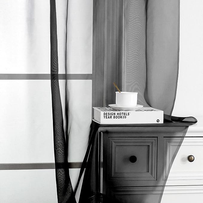 OVZME Black Sheer Curtains Dark Color Curtain Panels - Image 7