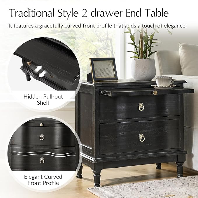 HULALA HOME Solid Wood Storage End Table - Image 3