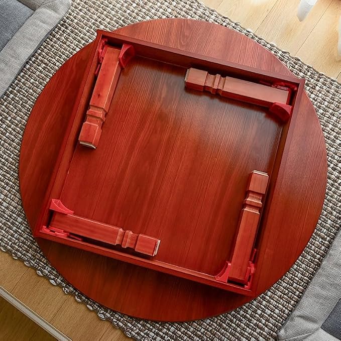 Round Korean Coffee Table Folding Leg Asia Antique Furniture Floor Table - Image 4