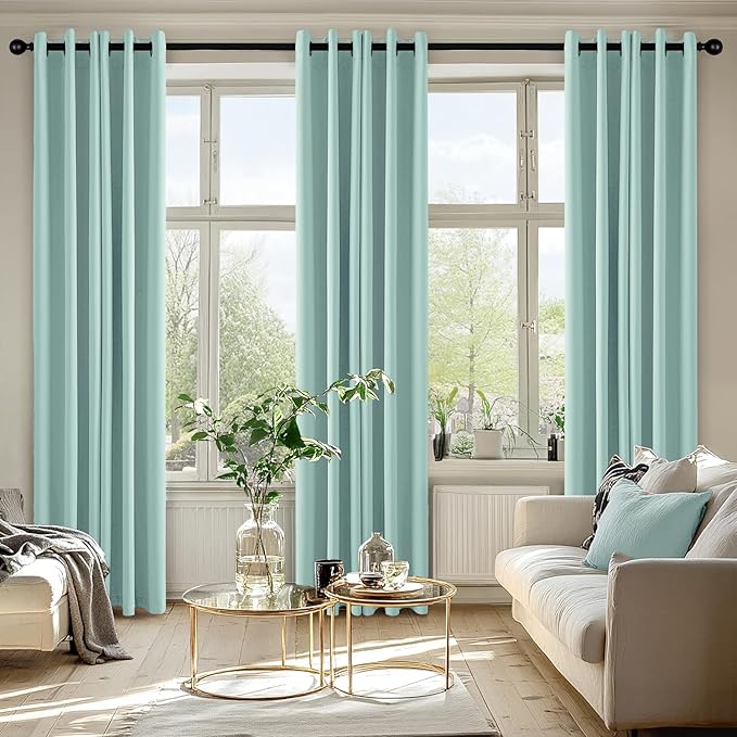 MIULEE Aqua Blackout Curtains for Bedroom Living Room 72 Inches Long 2 Panels - Image 6