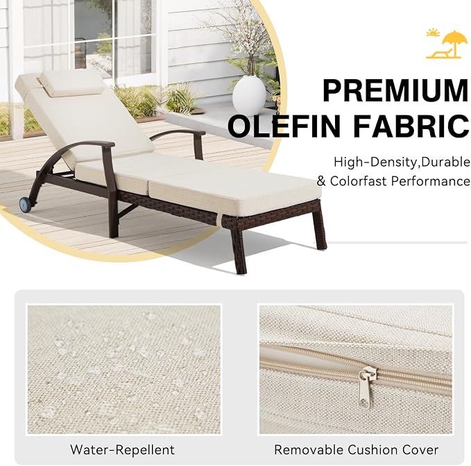 Outdoor Chaise Lounge Chairs Set of 2 - Image 7