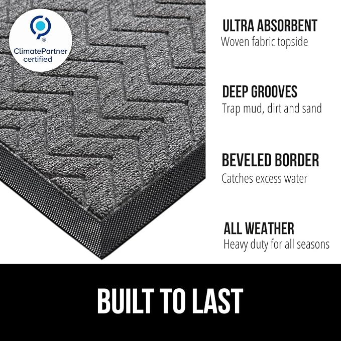 GORILLA GRIP 100% Waterproof All-Season WeatherMAX Doormat US Designed Natural - Image 2