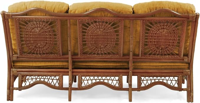 Malibu Lounge Set of 4: 2 Natural Rattan Wicker Chairs, Three-Seater Sofa - Image 10