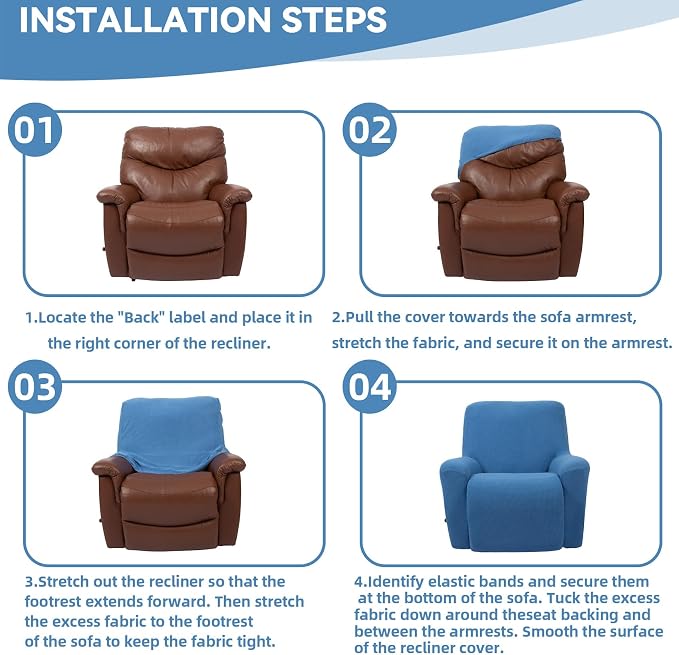 Cupuamon Recliner Chair Covers, Lazy Boy Recliner Covers Stretch Reclining - Image 6
