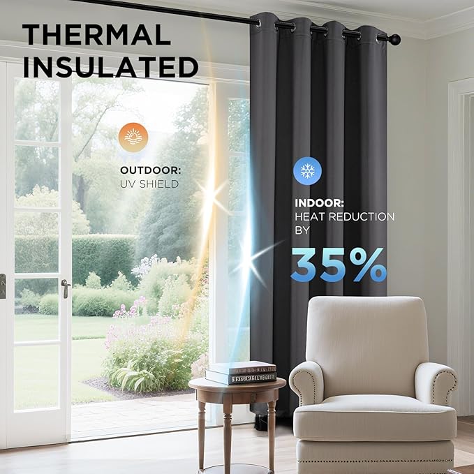 Joydeco Blackout Curtains 72 Inch Length, Thermal Insulated Long Curtains & - Image 4