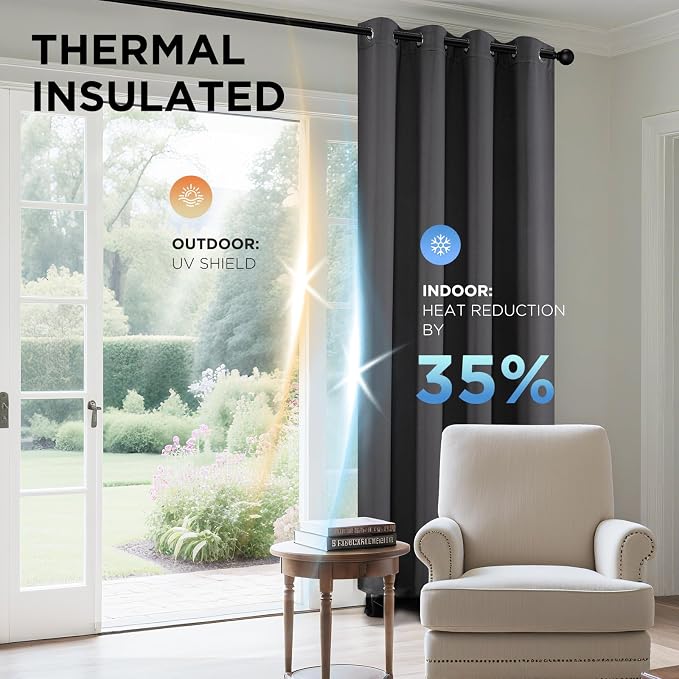 Joydeco Blackout Curtains 90 Inch Length 2 Panels Set, Thermal Insulated Long - Image 4