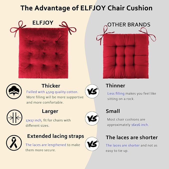 ELFJOY Rocking Chair Cushion Large Rocking Chair Pads - Image 3