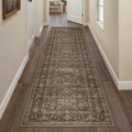 2'6x10 Washable Runner Rug for Hallway Kitchen Vintage Brown Non Slip Low Pile by WondRg