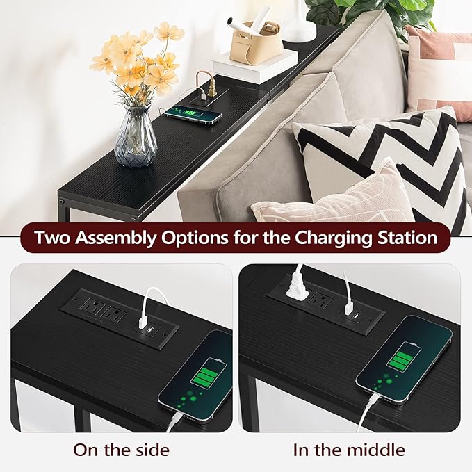 MAHANCRIS Console Table with Power Outlet, Industrial Entryway Table with USB - Image 4