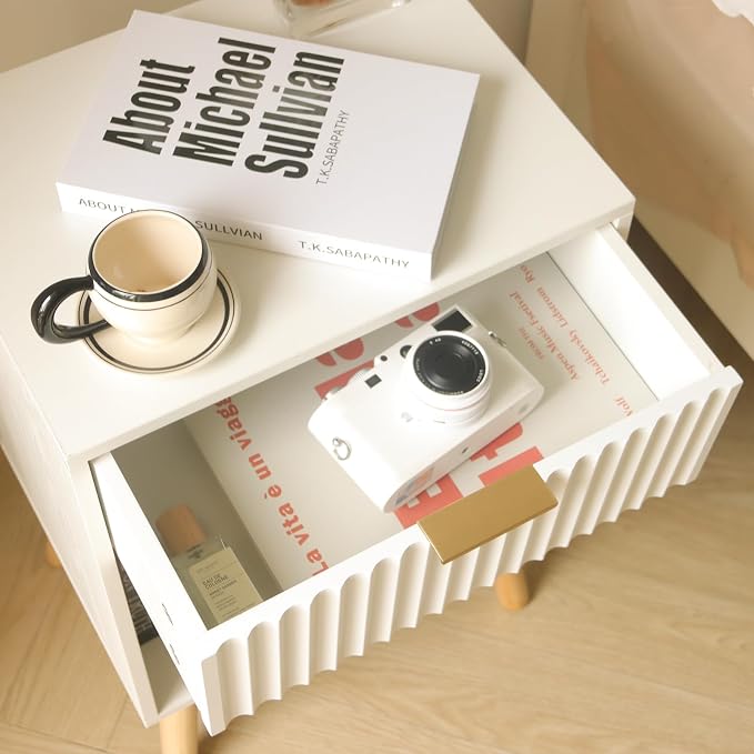 Fultyle White Nightstand, Modern Bedside Table - Image 7