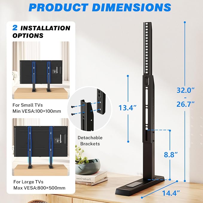 Rfiver Universal TV Stand Base for 24-80 Inch TVs, Table Top TV Stand - Image 3