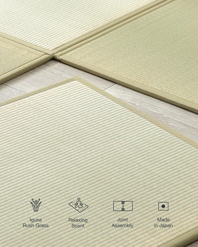 FULI Japanese Square Tatami Rug, Lightweight Igusa Mat, Made in Japan - Image 3