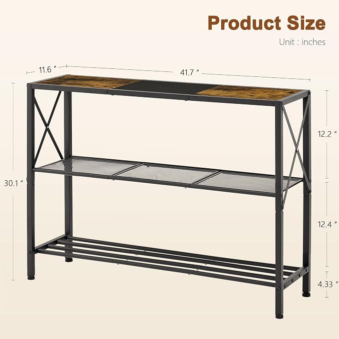 Hoctieon Industrial Console Table, 3 Tier Entryway Table, Hallway Table - Image 2