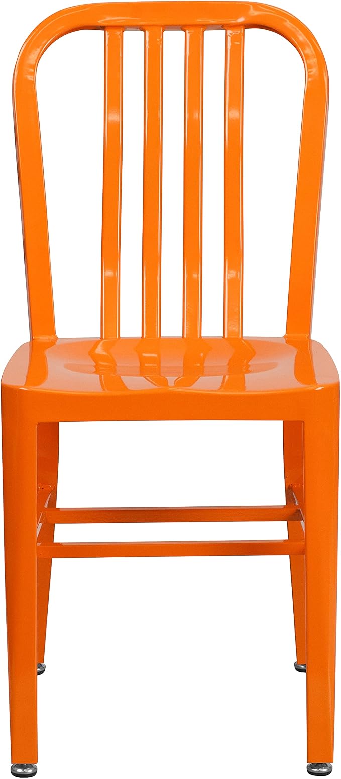 Flash Furniture Gael Commercial Grade 2 Pack Orange Metal Indoor-Outdoor Chair - Image 10