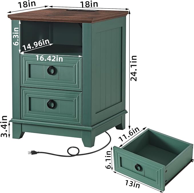 Joaxswe 18" Farmhouse Night Stands Set of 2 - Image 2