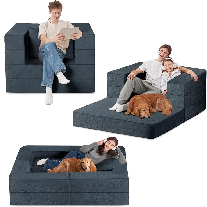 Futon Sofa Bed with Pillow, 3-in-1 Sleeper Sofa Bed with Removable Cover - Image 8