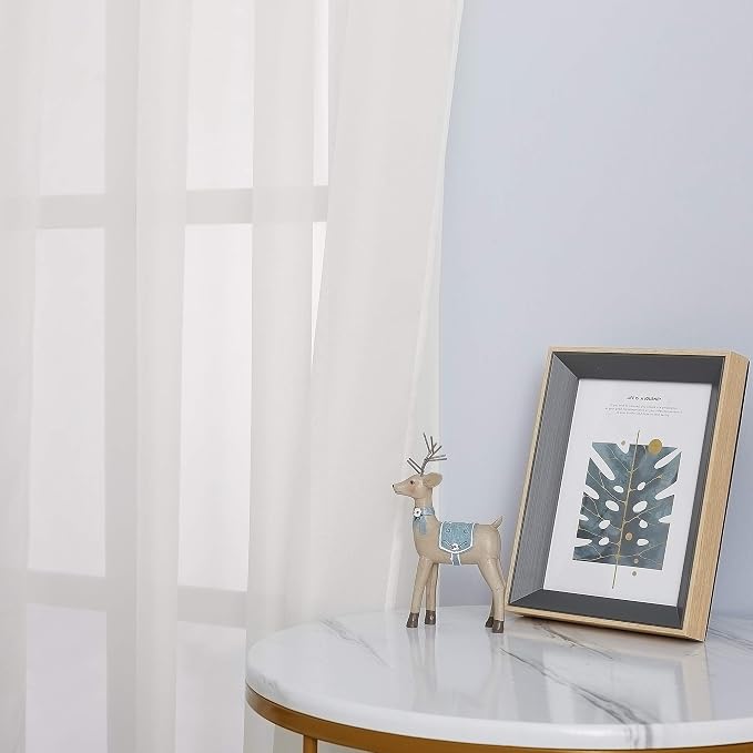 NICETOWN Voile Sheer Texture Beige Window Curtains 45 inch Length, Grommet Chic - Image 5