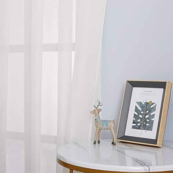 NICETOWN Beige Sheer Window Curtains Extra Long, W70 x L108 - Image 5