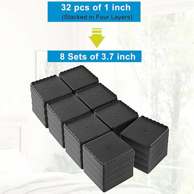 Bed Risers 1 inch, 2 inch, 3 inch, 4 inch Heavy Duty, Adjustable Furniture Riser - Image 3