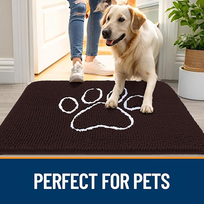 OLANLY Dog Door Mat for Muddy Paws 35x24, Paw Print Design, Absorbs Moisture - Image 6