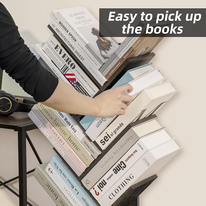 SHEEPAM 10 Tier Tree Book Shelf, Floor Standing Wood Bookshelf - Image 6