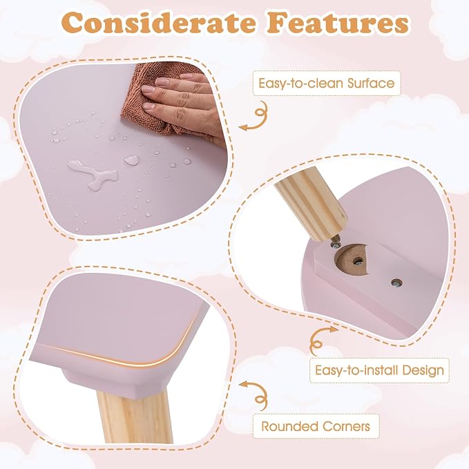 Costzon Kids Table and Chairs, Wooden Toddler Desk Set - Image 5