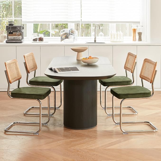 GrandNoor Rattan Dining Chairs Set, Wooden Mid Century Modern Dining Room Chairs - Image 5