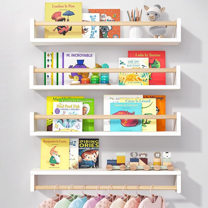Fixwal Nursery Book Shelves, 23.6 Inch Floating Bookshelves by Fixwal