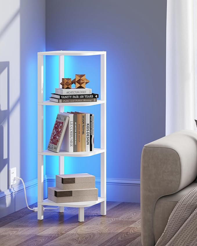 TUTOTAK Corner Shelf, 4-Tier Corner Bookshelf - Image 6