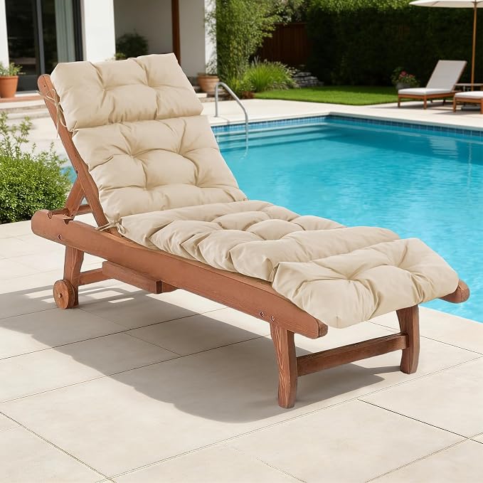 Chaise Lounge Cushions Outdoor, Waterproof & Fade Resistant Patio Lounge Chair by IASEAHK